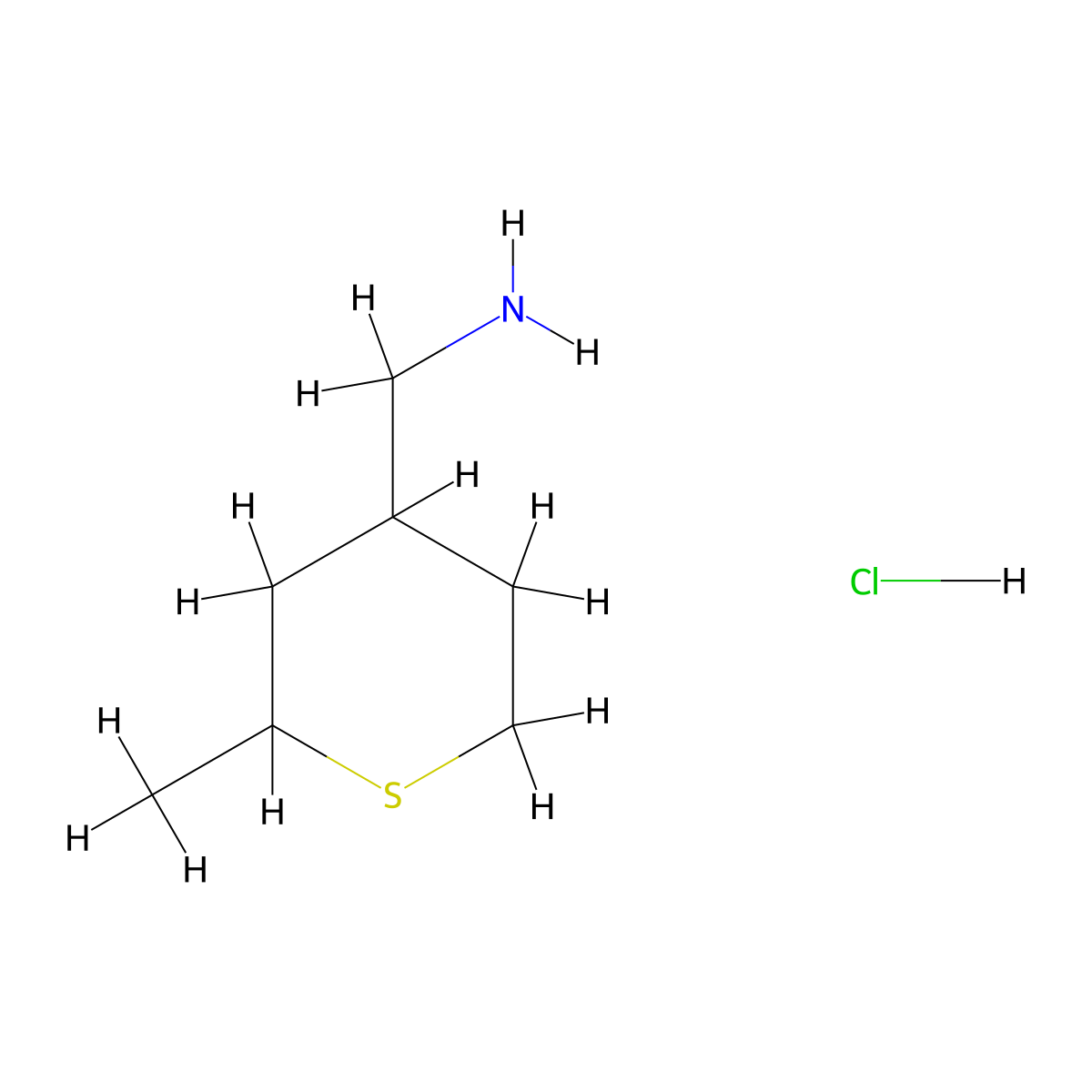 (2-Methylthian-4-yl)methanamine hydrochloride molecular structure, CAS 2260930-92-3