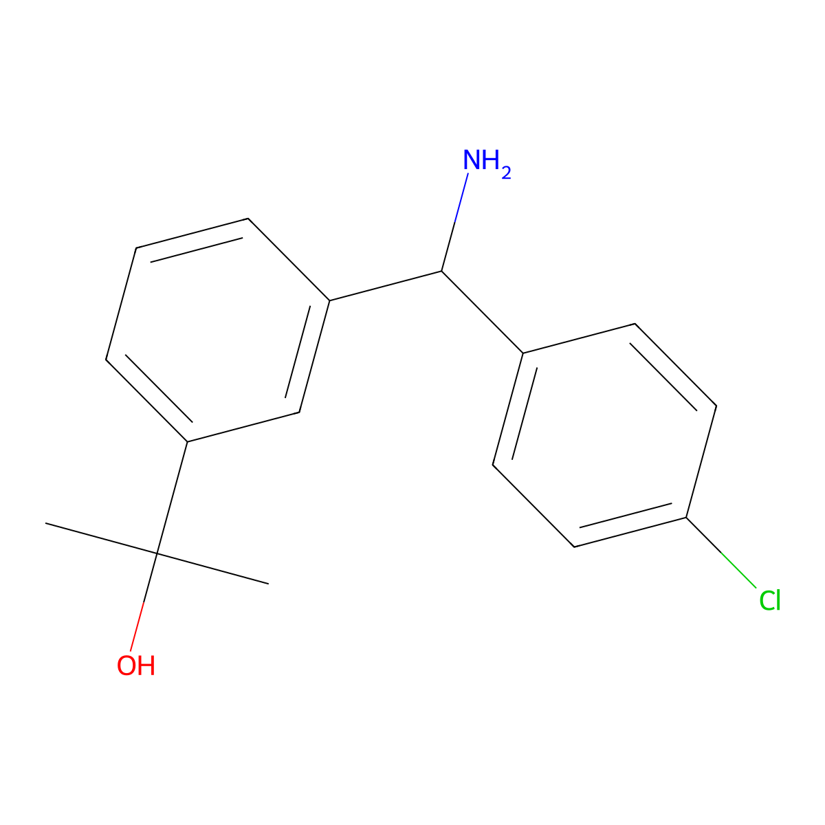 2-{3-[Amino(4-chlorophenyl)methyl]phenyl}propan-2-ol molecular structure, CAS 2260930-95-6