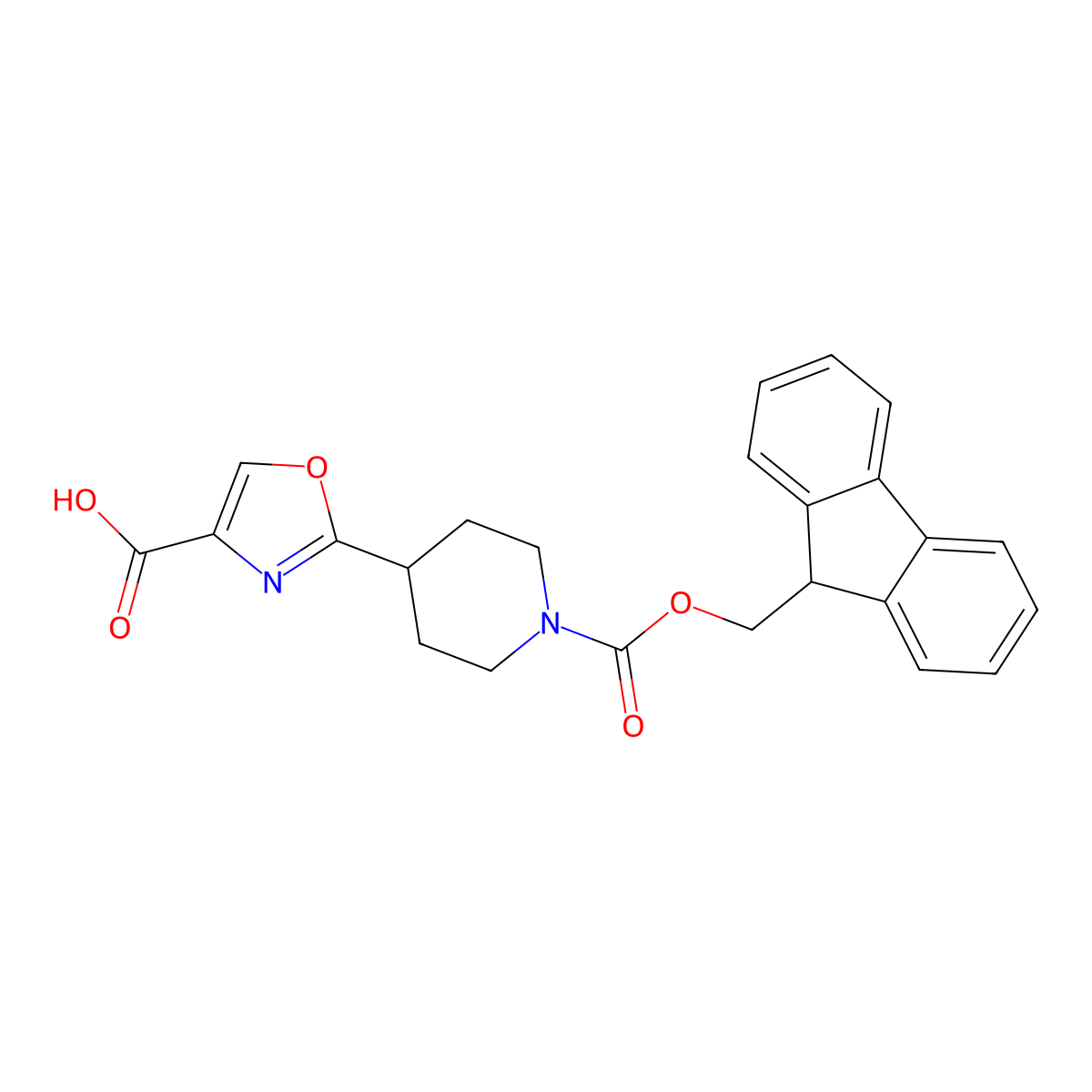 2-[1-(9H-Fluoren-9-ylmethoxycarbonyl)piperidin-4-yl]-1,3-oxazole-4-carboxylic acid molecular structure, CAS 2260930-99-0