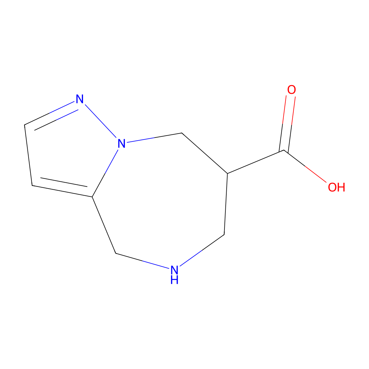 4H,5H,6H,7H,8H-pyrazolo[1,5-a][1,4]diazepine-7-carboxylic acid molecular structure, CAS 2260931-02-8