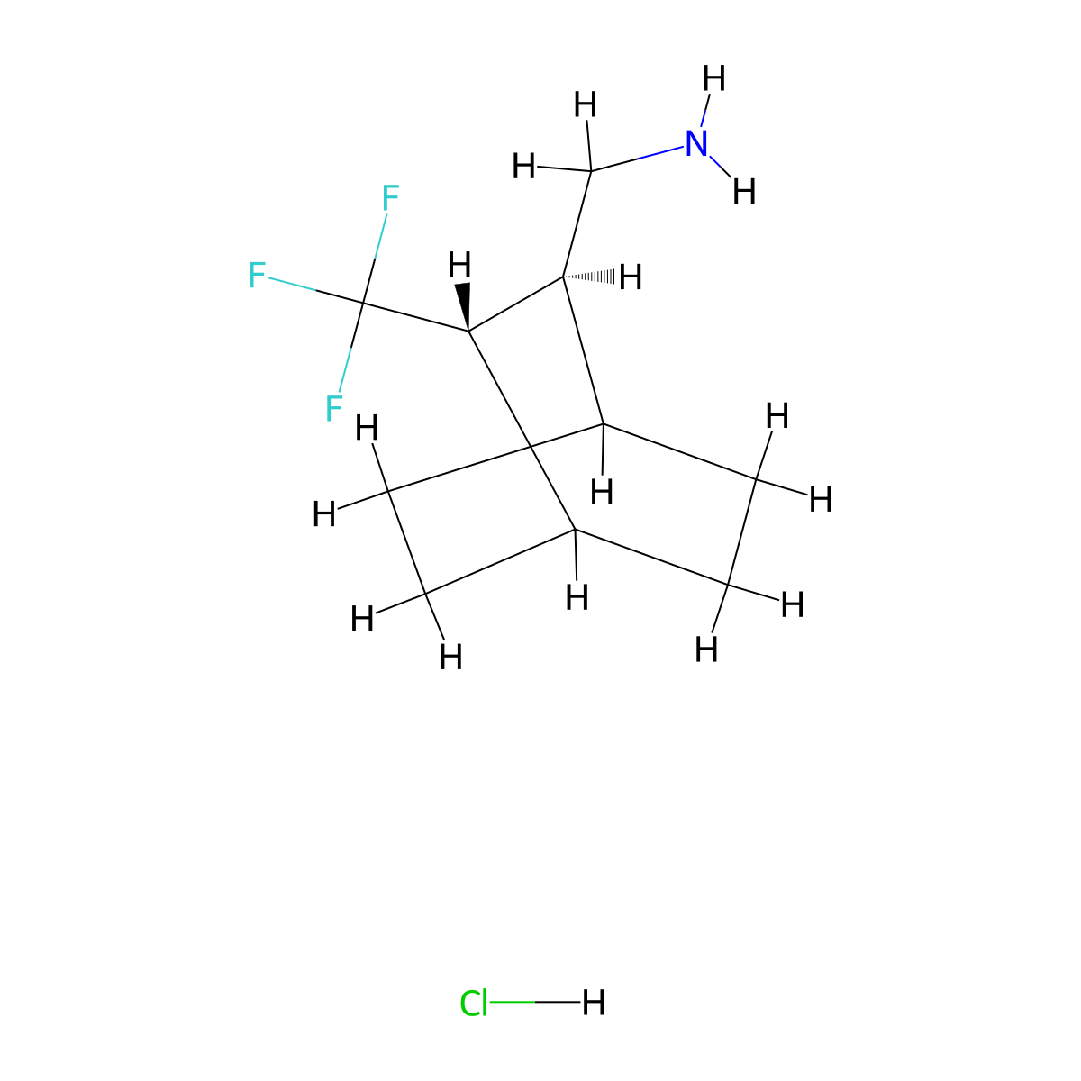 rac-[(2R,3R)-3-(trifluoromethyl)bicyclo[2.2.2]octan-2-yl]methanamine hydrochloride molecular structure, CAS 2260931-14-2