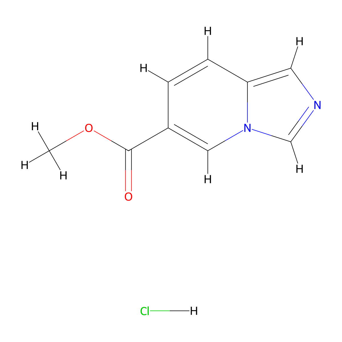 Methyl imidazo(1,5-a)pyridine-6-carboxylate hydrochloride molecular structure, CAS 2260931-15-3