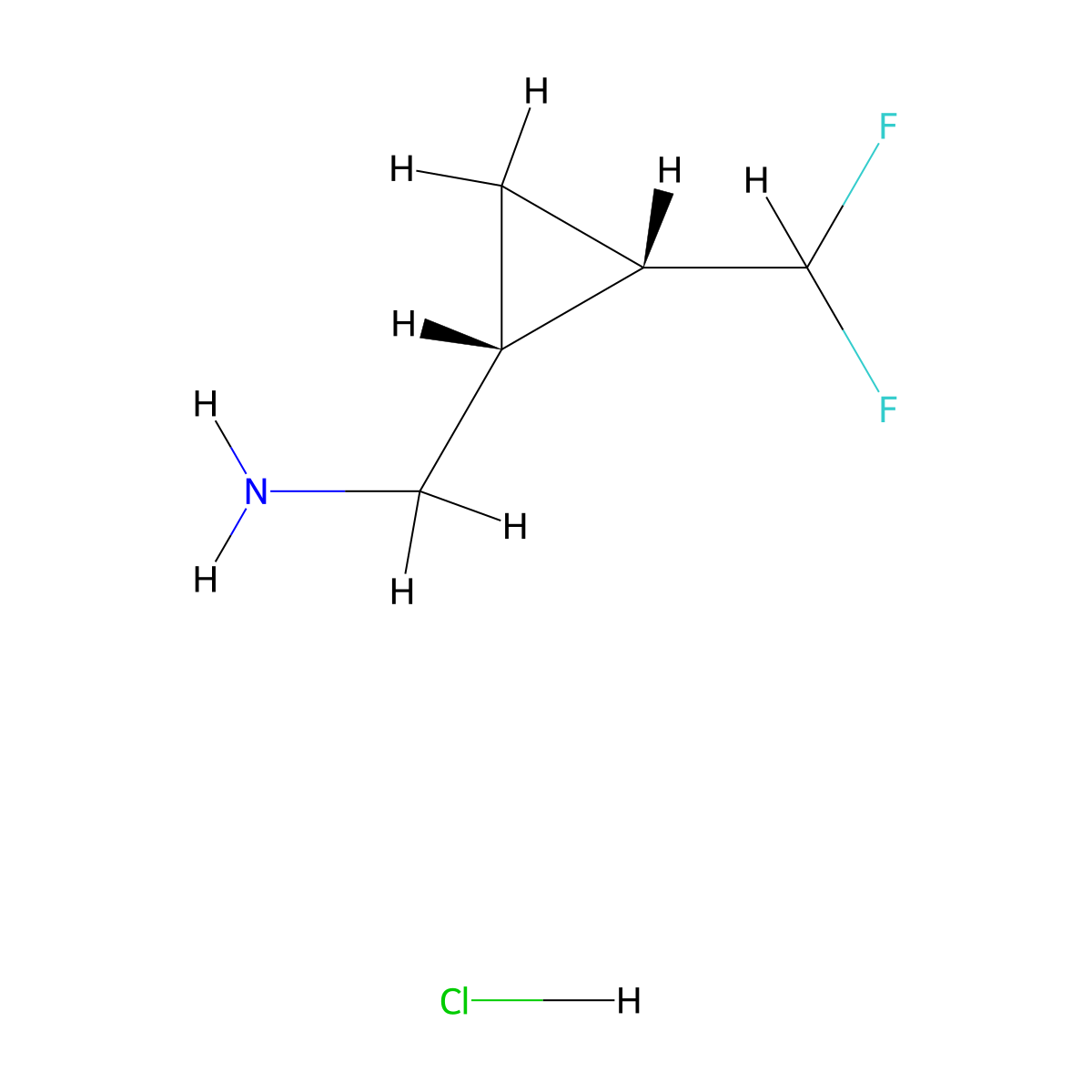 rac-((1R,2S)-2-(difluoromethyl)cyclopropyl)methanamine hydrochloride molecular structure, CAS 2260931-16-4