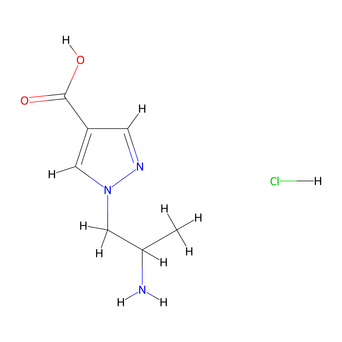 1-(2-aminopropyl)-1H-pyrazole-4-carboxylicacidhydrochloride molecular structure, CAS 2260931-21-1