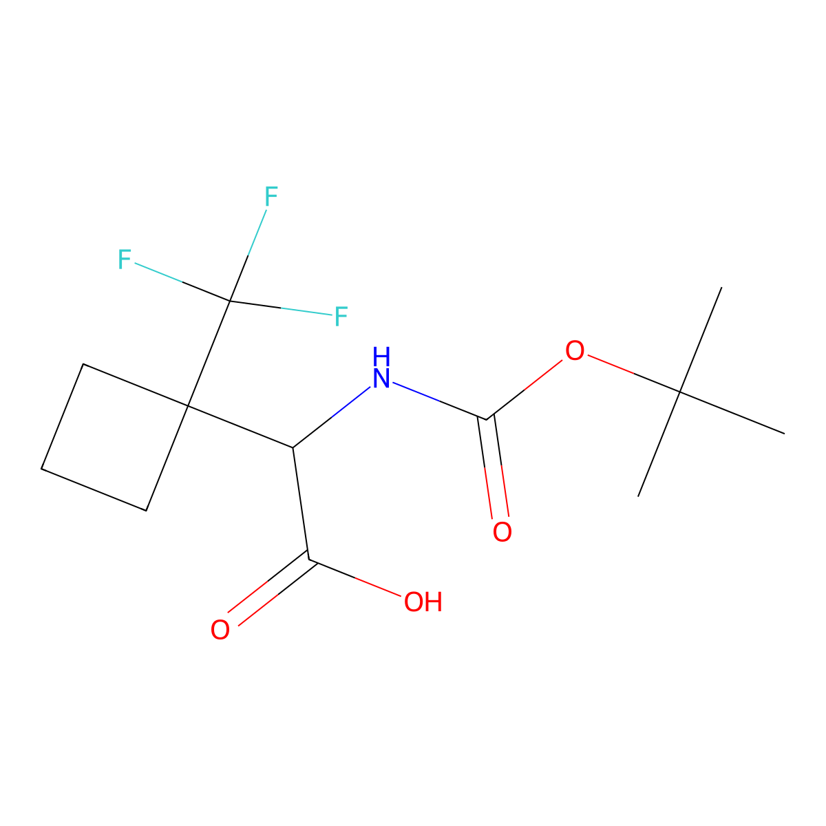 2-{[(Tert-butoxy)carbonyl]amino}-2-[1-(trifluoromethyl)cyclobutyl]aceticacid molecular structure, CAS 2260931-32-4