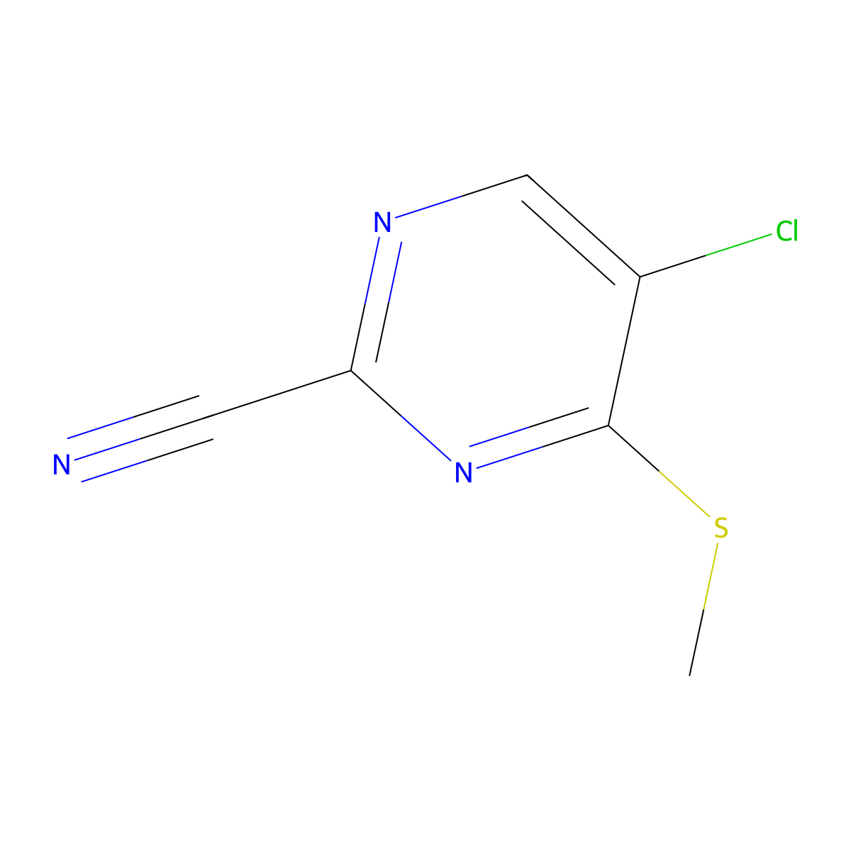 5-Chloro-4-(methylsulfanyl)pyrimidine-2-carbonitrile molecular structure, CAS 2260931-40-4
