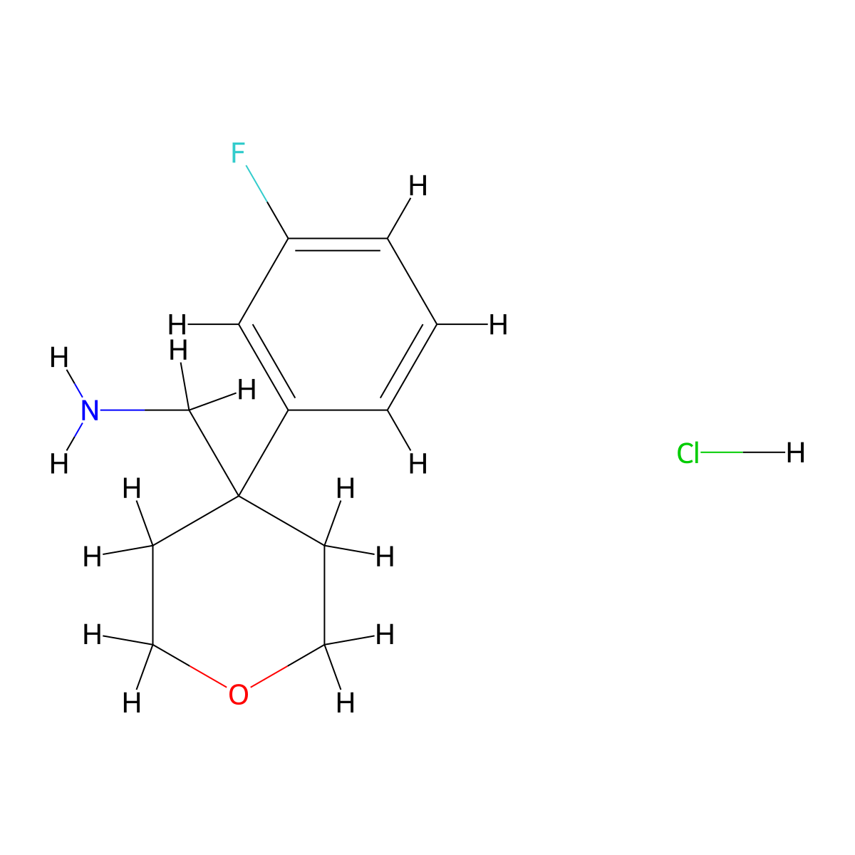 [4-(3-Fluorophenyl)oxan-4-yl]methanamine hydrochloride molecular structure, CAS 2260931-42-6