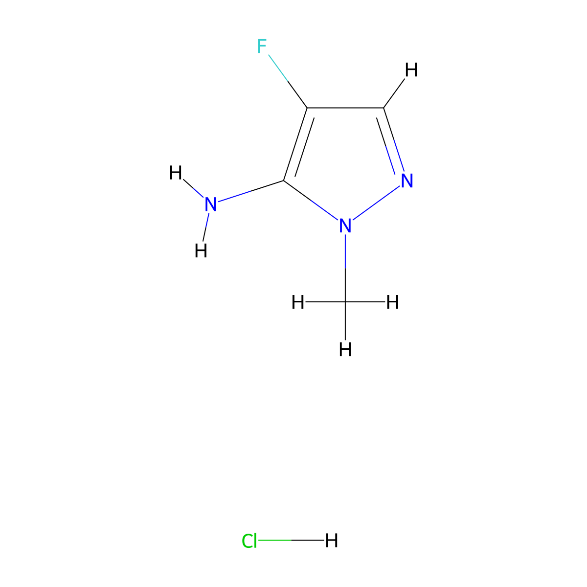 4-fluoro-1-methyl-1H-pyrazol-5-amine hydrochloride molecular structure, CAS 2260931-45-9