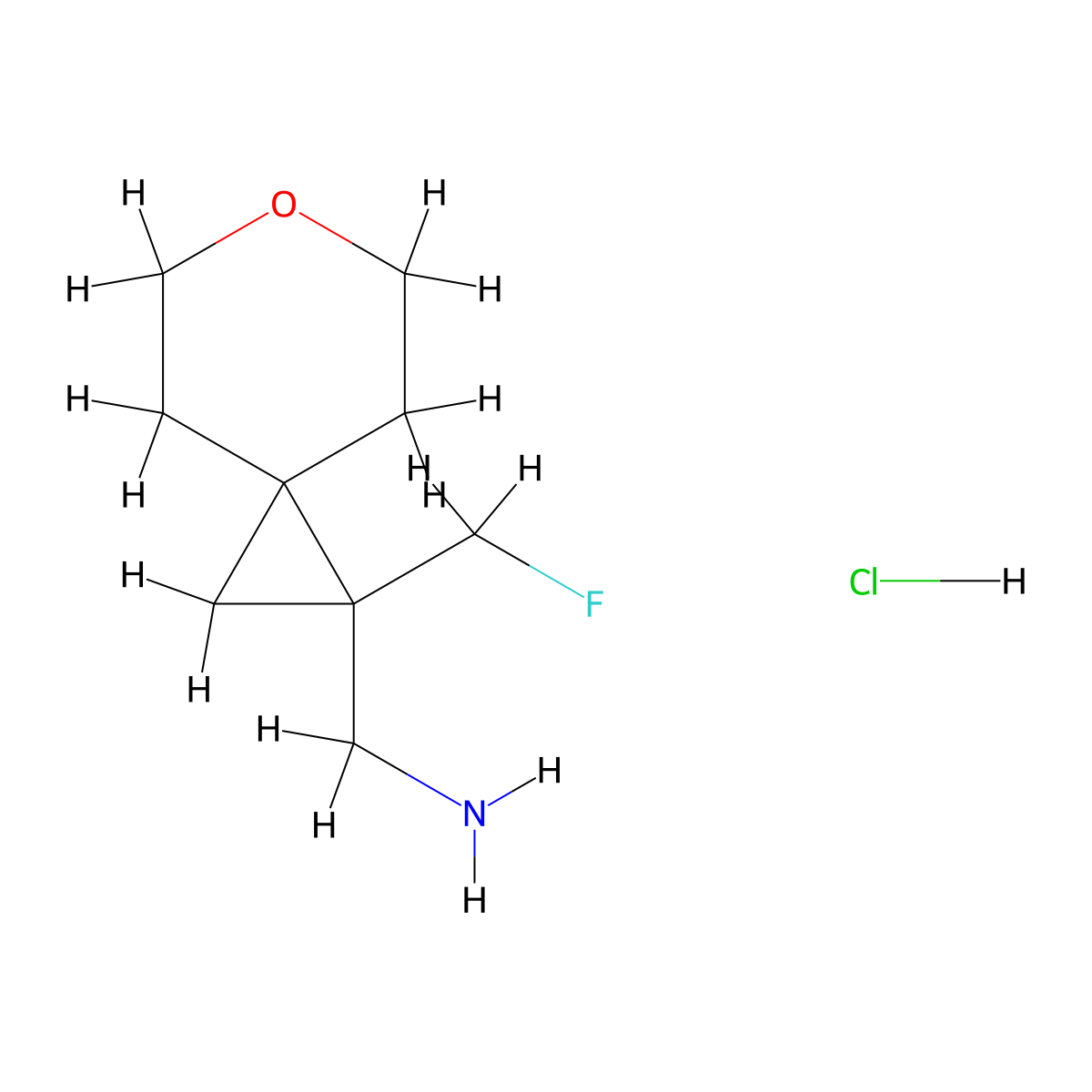 [1-(Fluoromethyl)-6-oxaspiro[2.5]octan-1-yl]methanamine hydrochloride molecular structure, CAS 2260931-51-7