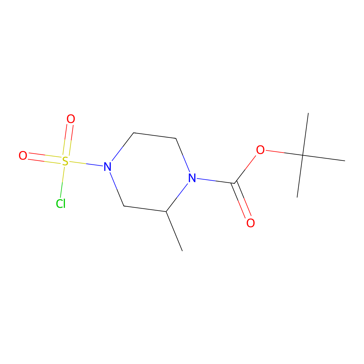 Tert-butyl 4-(chlorosulfonyl)-2-methylpiperazine-1-carboxylate molecular structure, CAS 2260931-64-2