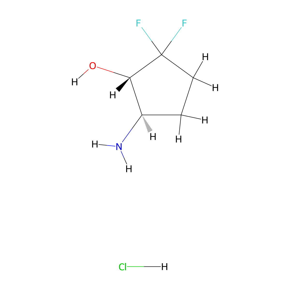 rac-(1R,5S)-5-amino-2,2-difluorocyclopentan-1-ol hydrochloride molecular structure, CAS 2260931-77-7