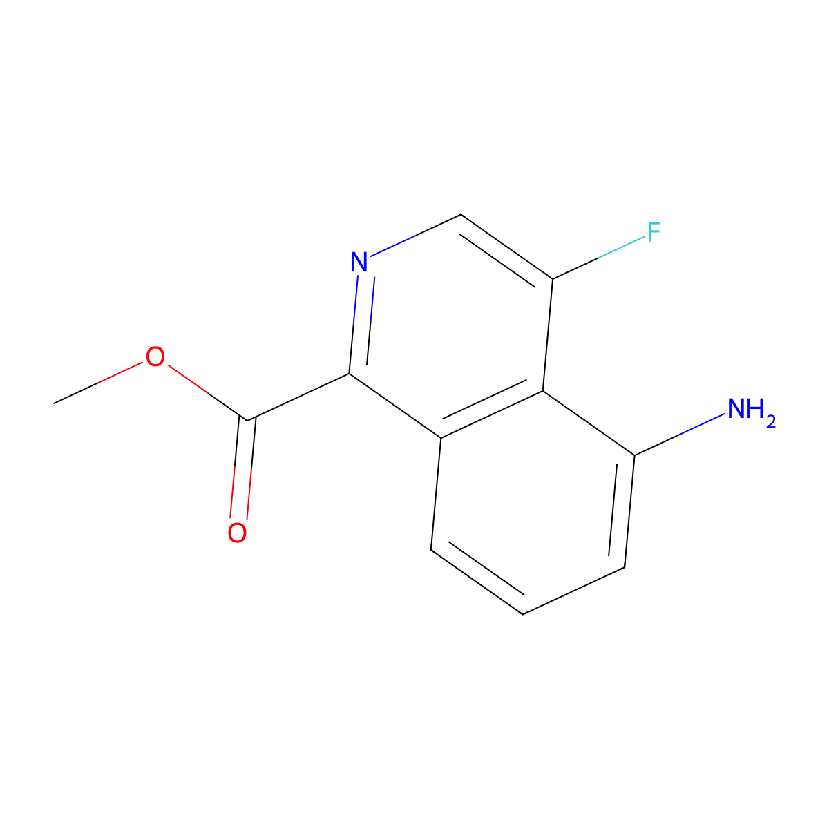 Methyl 5-amino-4-fluoroisoquinoline-1-carboxylate molecular structure, CAS 2260931-82-4
