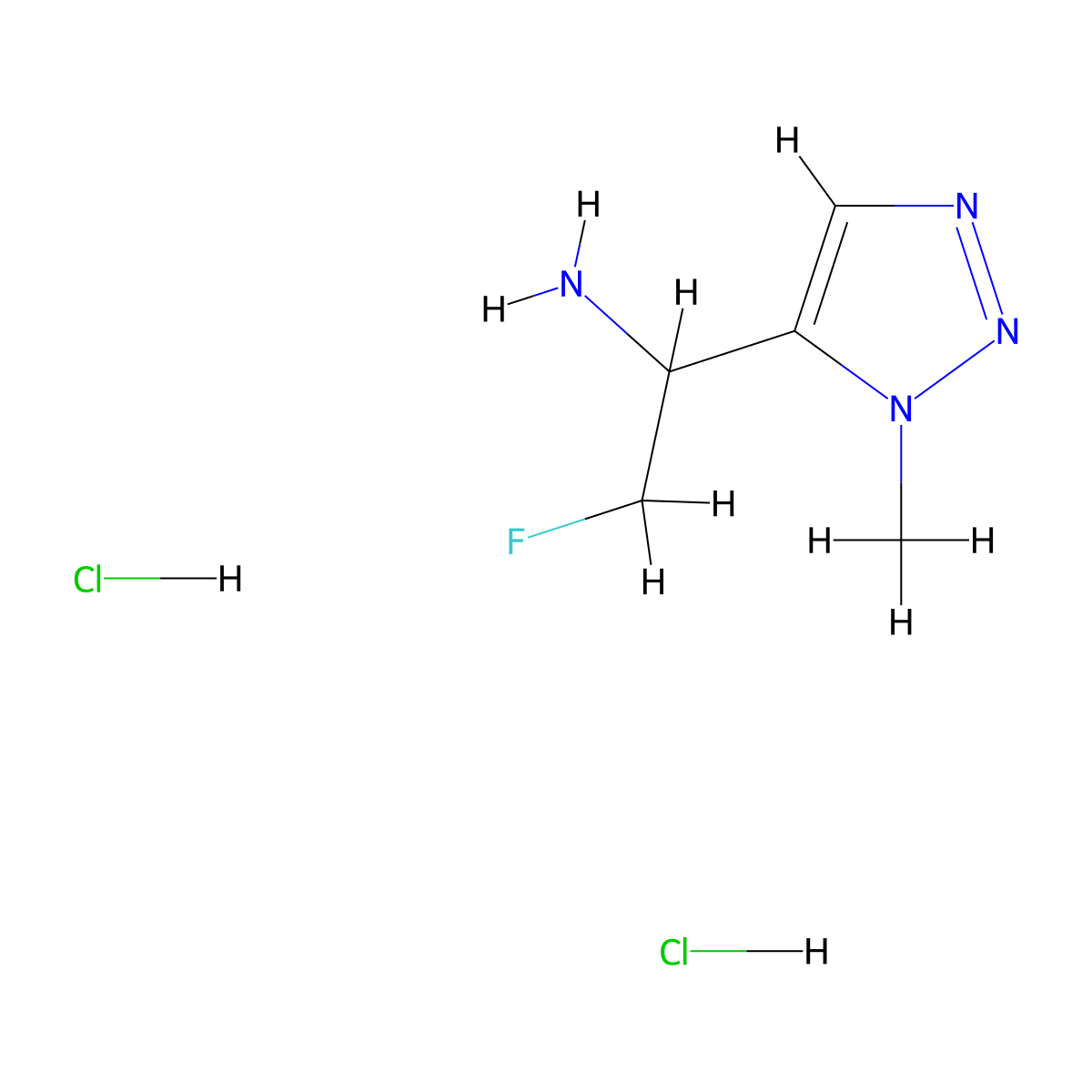 2-Fluoro-1-(3-methyltriazol-4-yl)ethanamine;dihydrochloride molecular structure, CAS 2260931-89-1