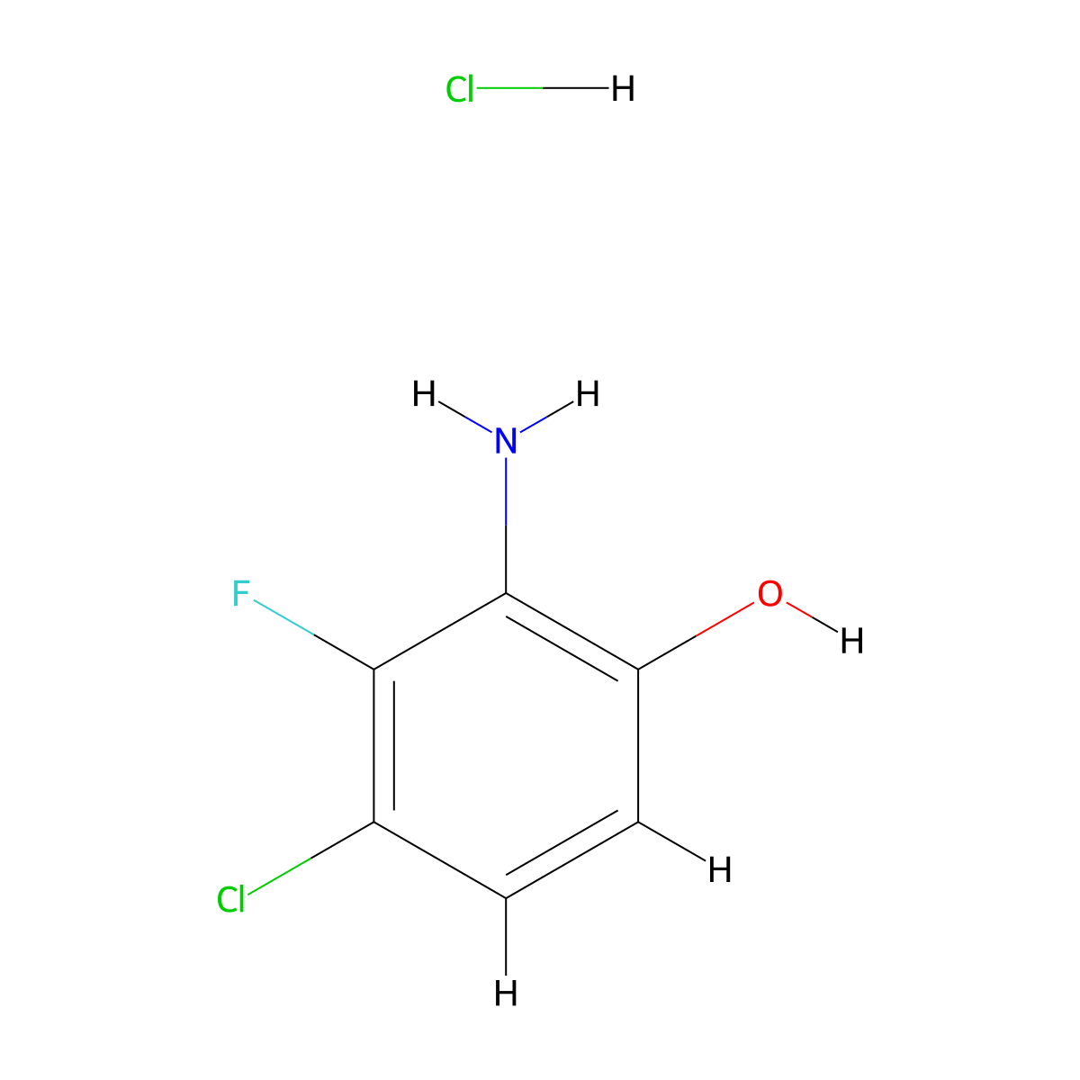2-Amino-4-chloro-3-fluorophenol hydrochloride molecular structure, CAS 2260932-11-2