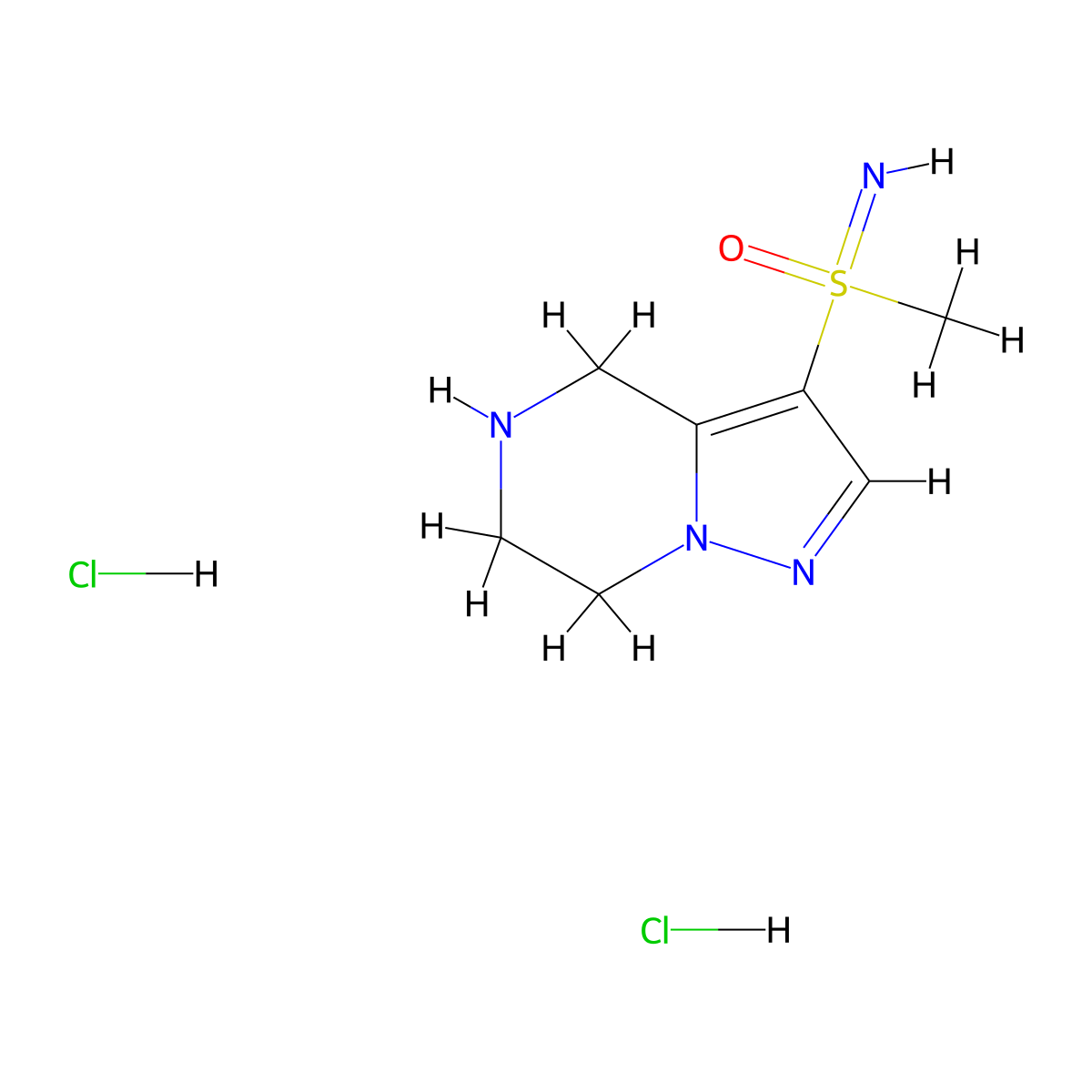 S-Methyl-S-(4,5,6,7-tetrahydropyrazolo[1,5-a]pyrazin-3-yl)sulfoximine dihydrochloride molecular structure, CAS 2260932-14-5