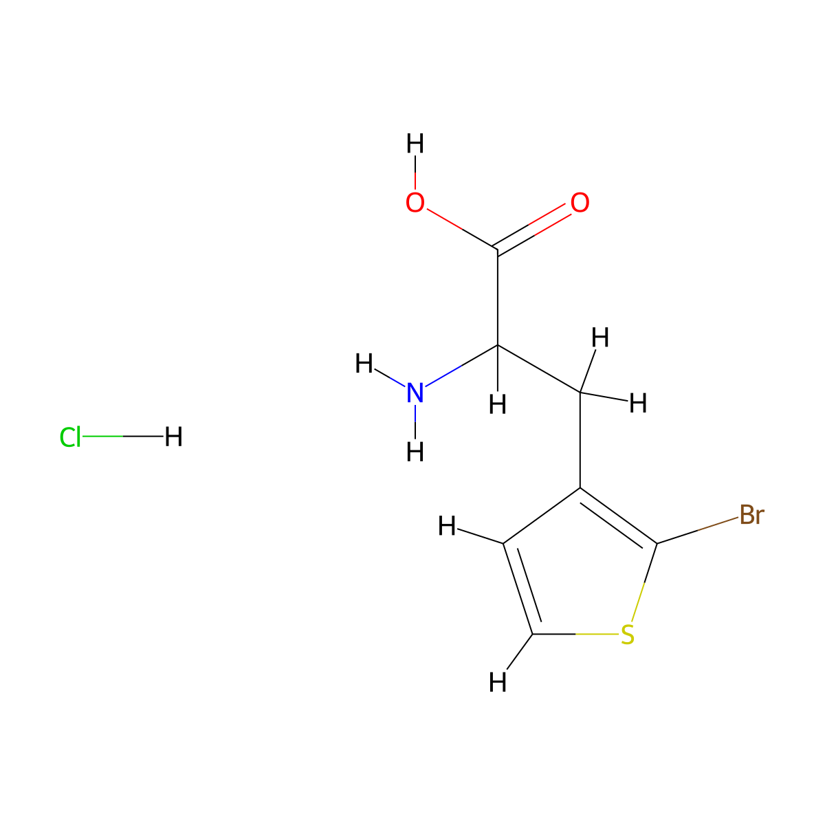 2-Amino-3-(2-bromothiophen-3-yl)propanoic acid hydrochloride molecular structure, CAS 2260932-20-3