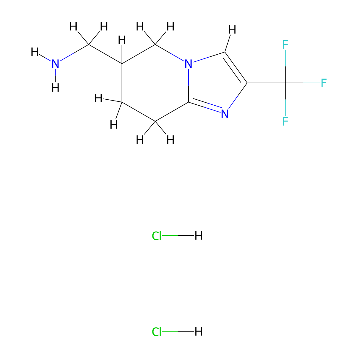 [2-(trifluoromethyl)-5H,6H,7H,8H-imidazo[1,2-a]pyridin-6-yl]methanamine dihydrochloride molecular structure, CAS 2260932-46-3