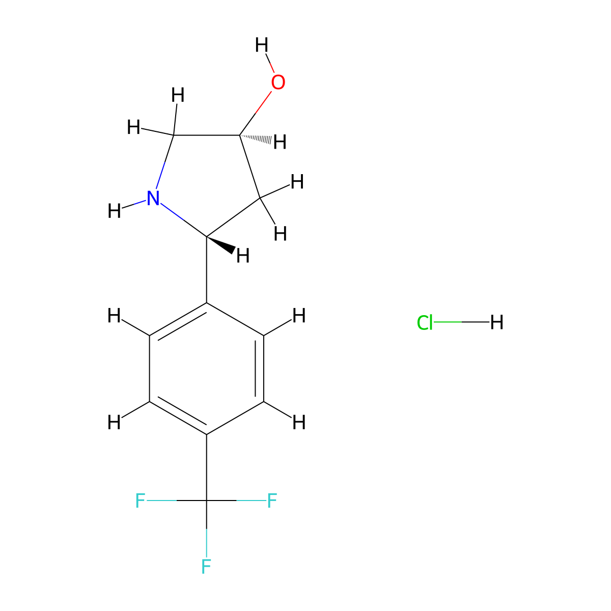 rac-(3R,5S)-5-[4-(trifluoromethyl)phenyl]pyrrolidin-3-ol hydrochloride molecular structure, CAS 2260932-50-9