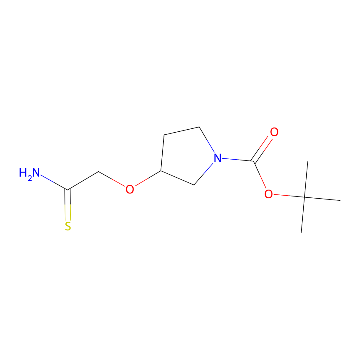 Tert-butyl 3-(carbamothioylmethoxy)pyrrolidine-1-carboxylate molecular structure, CAS 2260932-63-4