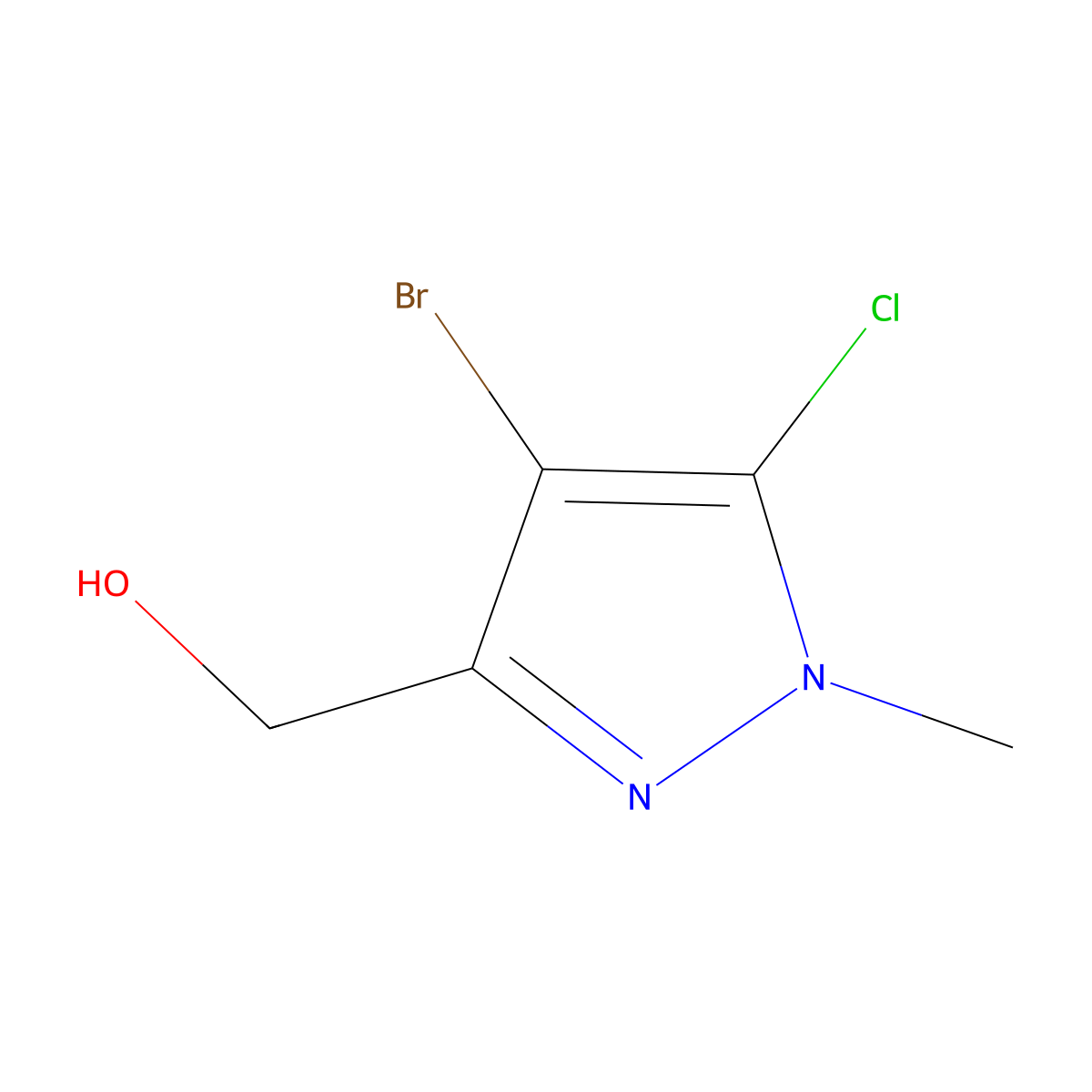 (4-bromo-5-chloro-1-methyl-1H-pyrazol-3-yl)methanol molecular structure, CAS 2260932-68-9