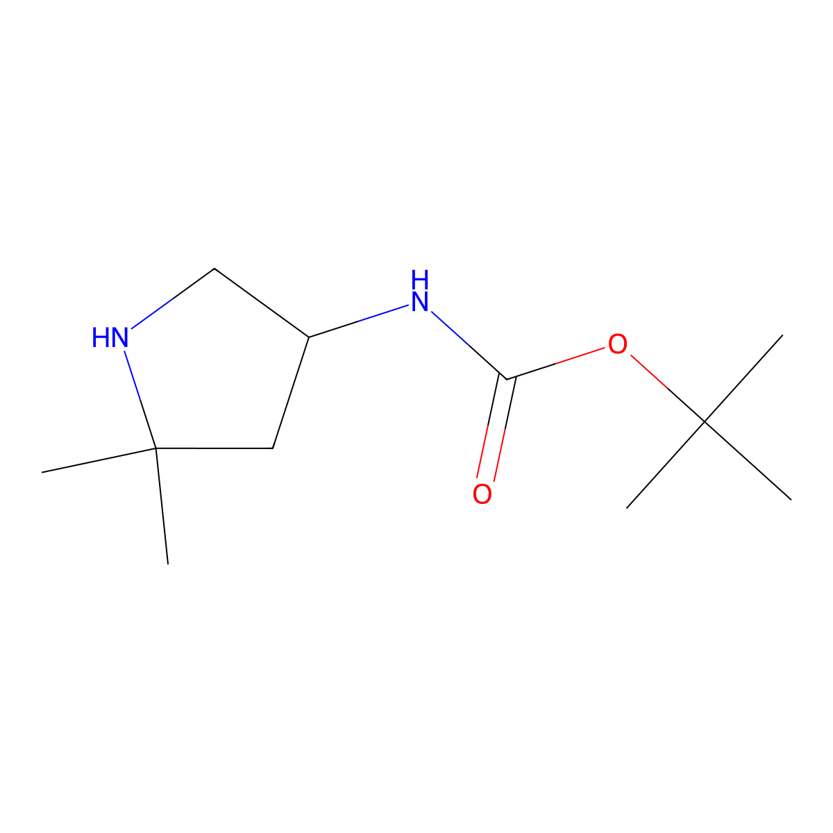 tert-butyl N-(5,5-dimethylpyrrolidin-3-yl)carbamate molecular structure, CAS 2260932-71-4
