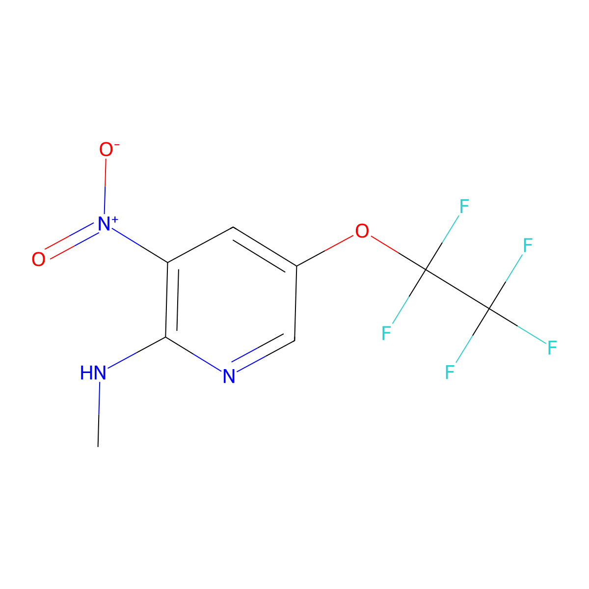 N-methyl-3-nitro-5-(pentafluoroethoxy)pyridin-2-amine molecular structure, CAS 2260932-82-7