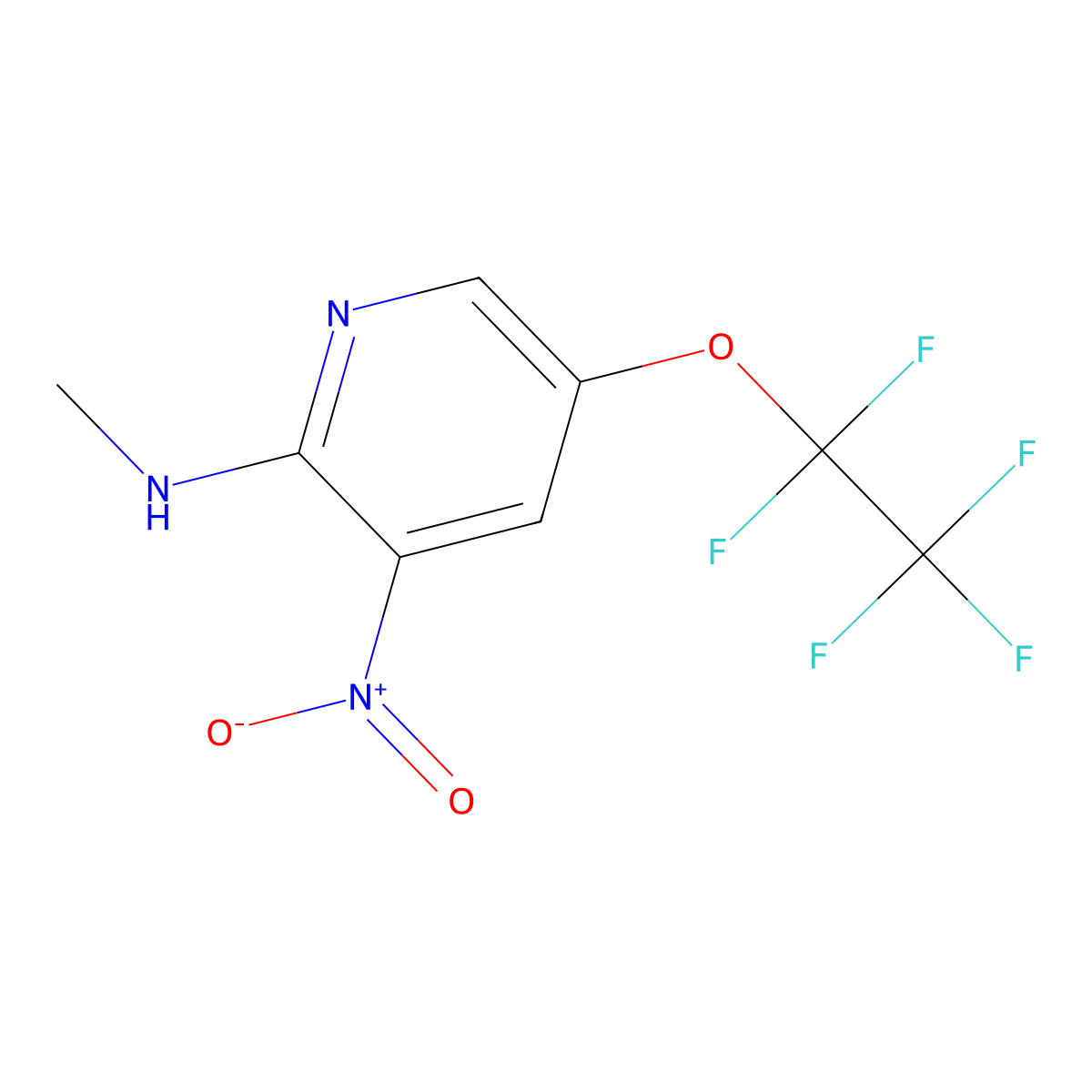 N-methyl-3-nitro-5-(pentafluoroethoxy)pyridin-2-amine molecular structure, CAS 2260932-82-7