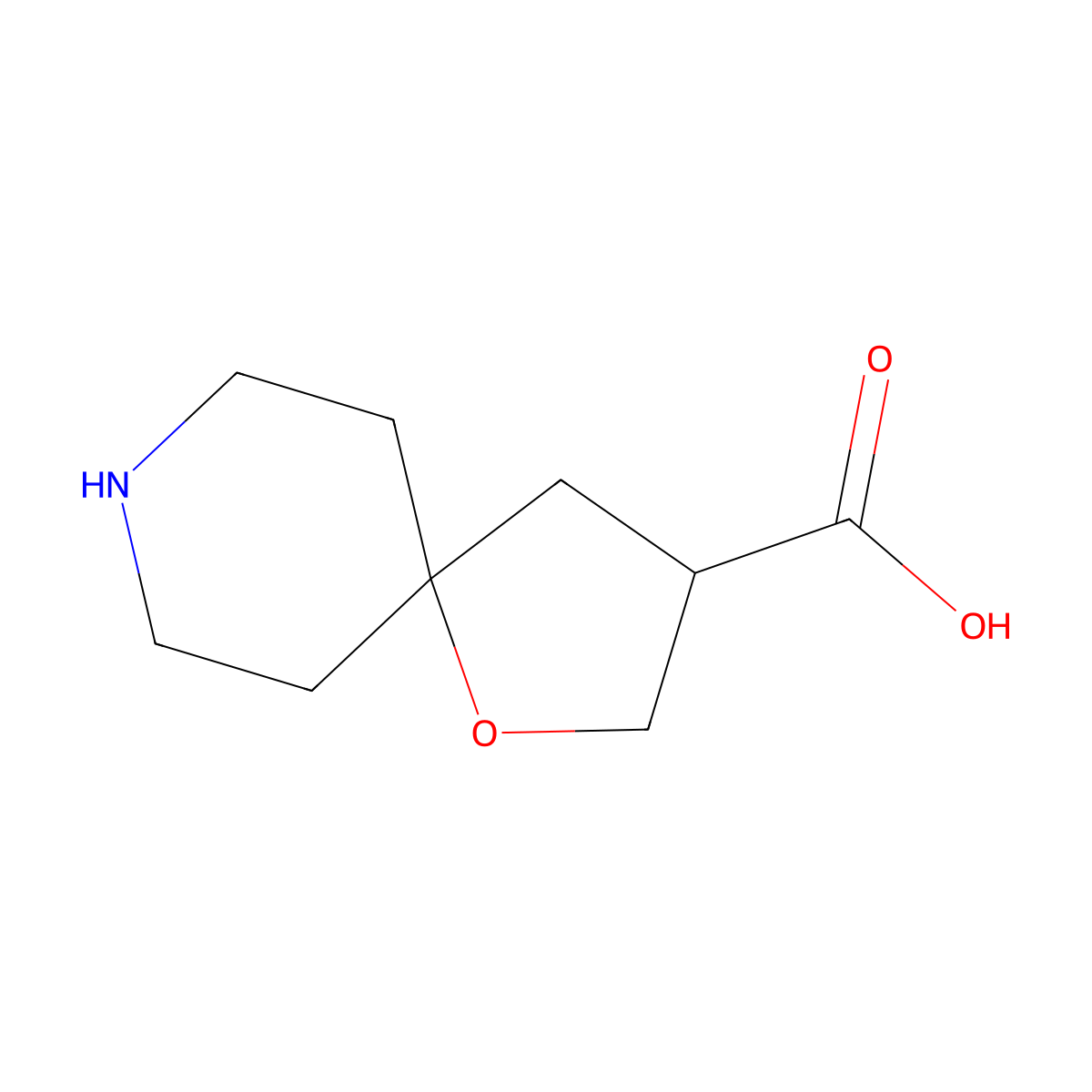 1-Oxa-8-azaspiro[4.5]decane-3-carboxylic acid molecular structure, CAS 2260932-83-8