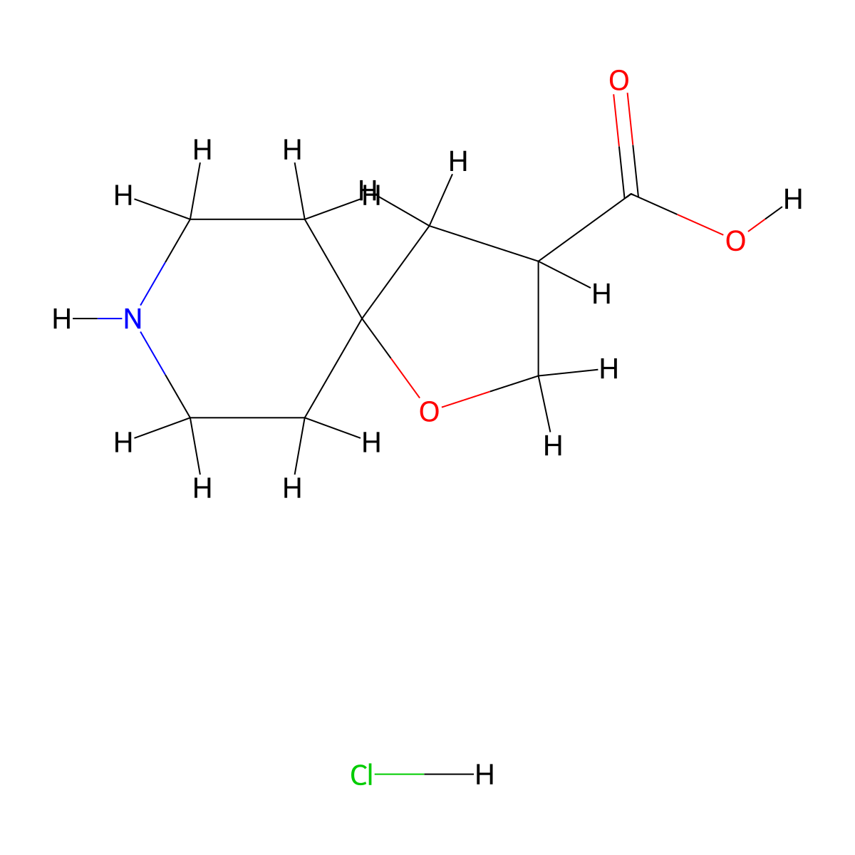 1-Oxa-8-azaspiro[4.5]decane-3-carboxylic acid hydrochloride molecular structure, CAS 2260932-84-9