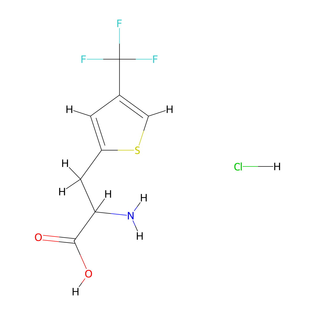 2-Amino-3-(4-(trifluoromethyl)thiophen-2-yl)propanoic acid hydrochloride molecular structure, CAS 2260932-89-4