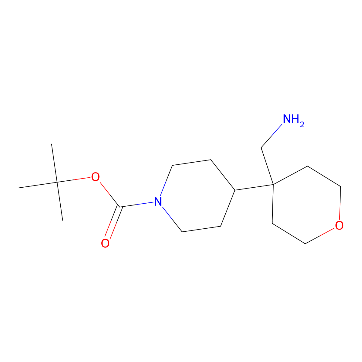 Tert-butyl 4-[4-(aminomethyl)oxan-4-yl]piperidine-1-carboxylate molecular structure, CAS 2260932-95-2