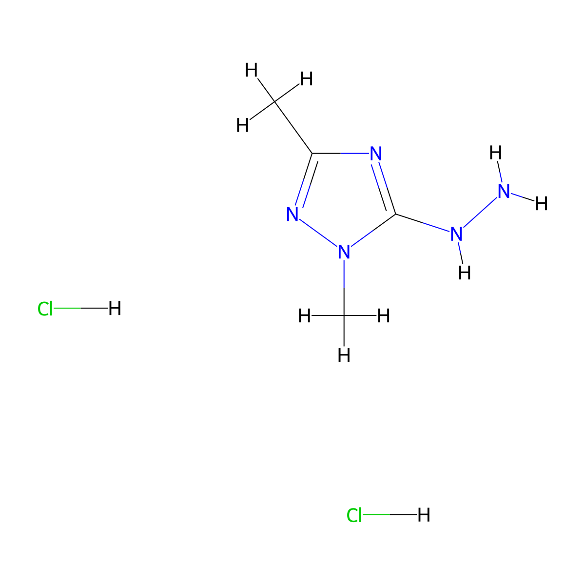 5-hydrazinyl-1,3-dimethyl-1H-1,2,4-triazole dihydrochloride molecular structure, CAS 2260932-97-4
