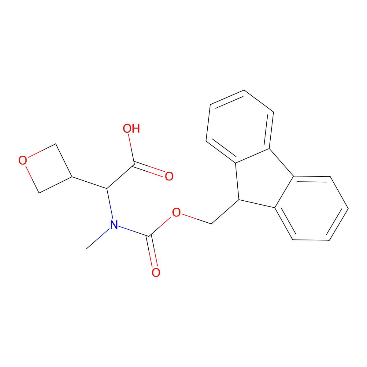 2-({[(9H-fluoren-9-yl)methoxy]carbonyl}(methyl)amino)-2-(oxetan-3-yl)acetic acid molecular structure, CAS 2260933-01-3
