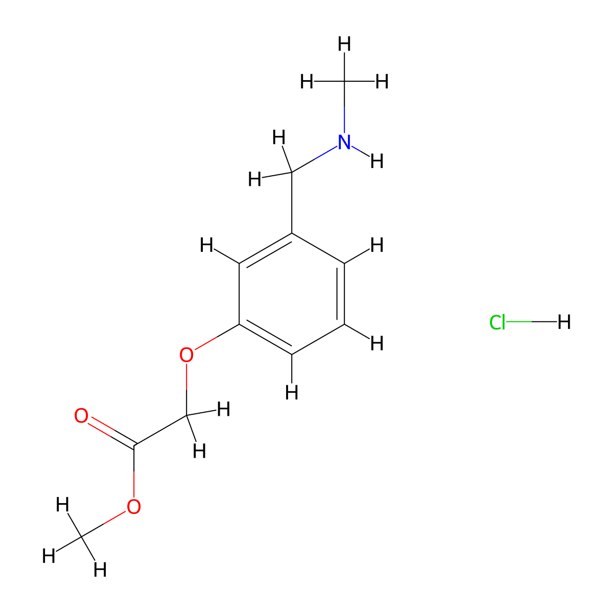 Methyl 2-{3-[(methylamino)methyl]phenoxy}acetate hydrochloride molecular structure, CAS 2260933-02-4