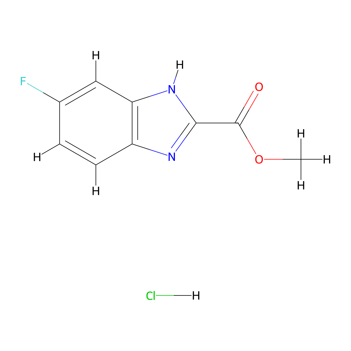 methyl 5-fluoro-1H-1,3-benzodiazole-2-carboxylate hydrochloride molecular structure, CAS 2260933-03-5