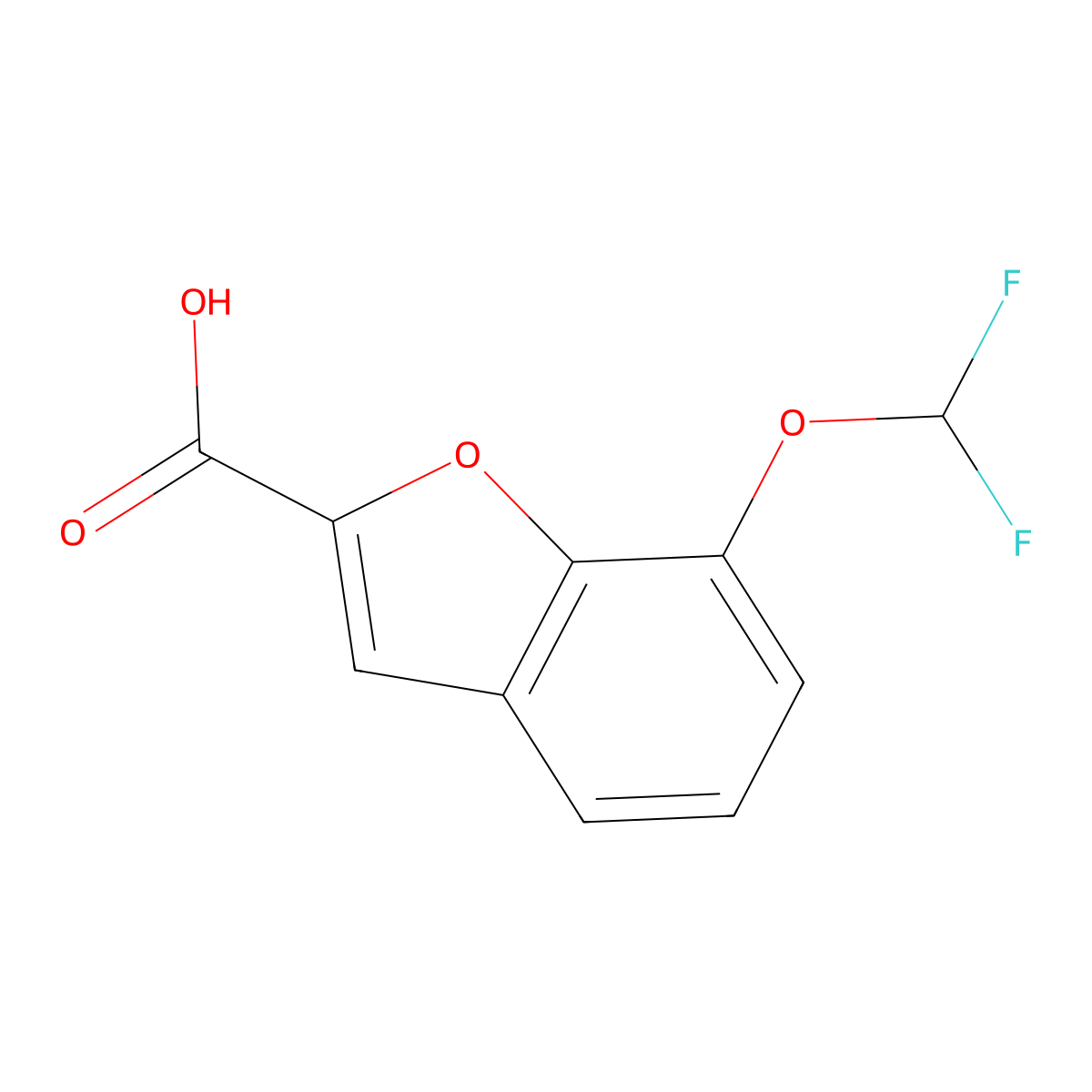 7-(Difluoromethoxy)-1-benzofuran-2-carboxylic acid molecular structure, CAS 2260933-09-1