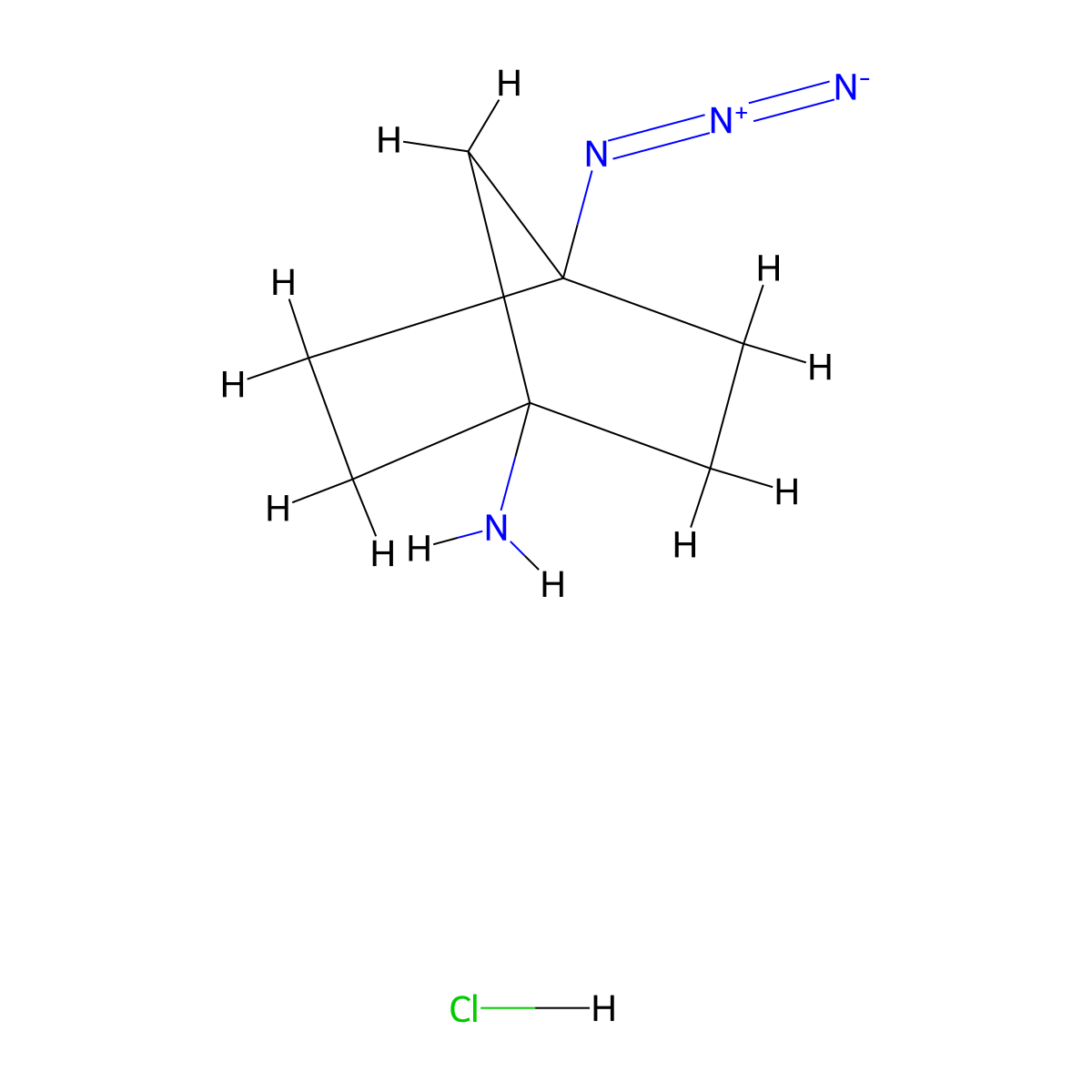 4-Azidobicyclo(2.2.1)heptan-1-amine hydrochloride molecular structure, CAS 2260933-11-5