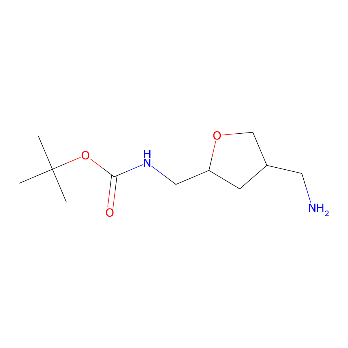 tert-butyl N-{[4-(aminomethyl)oxolan-2-yl]methyl}carbamate molecular structure, CAS 2260933-12-6