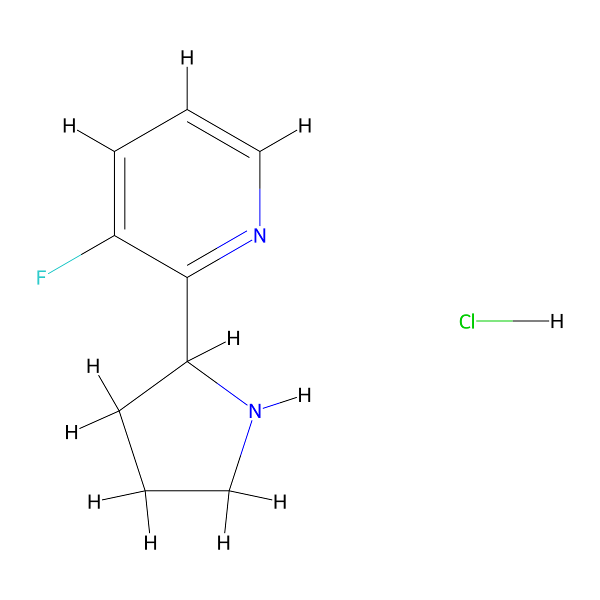 3-Fluoro-2-(pyrrolidin-2-yl)pyridine hydrochloride molecular structure, CAS 2260933-20-6