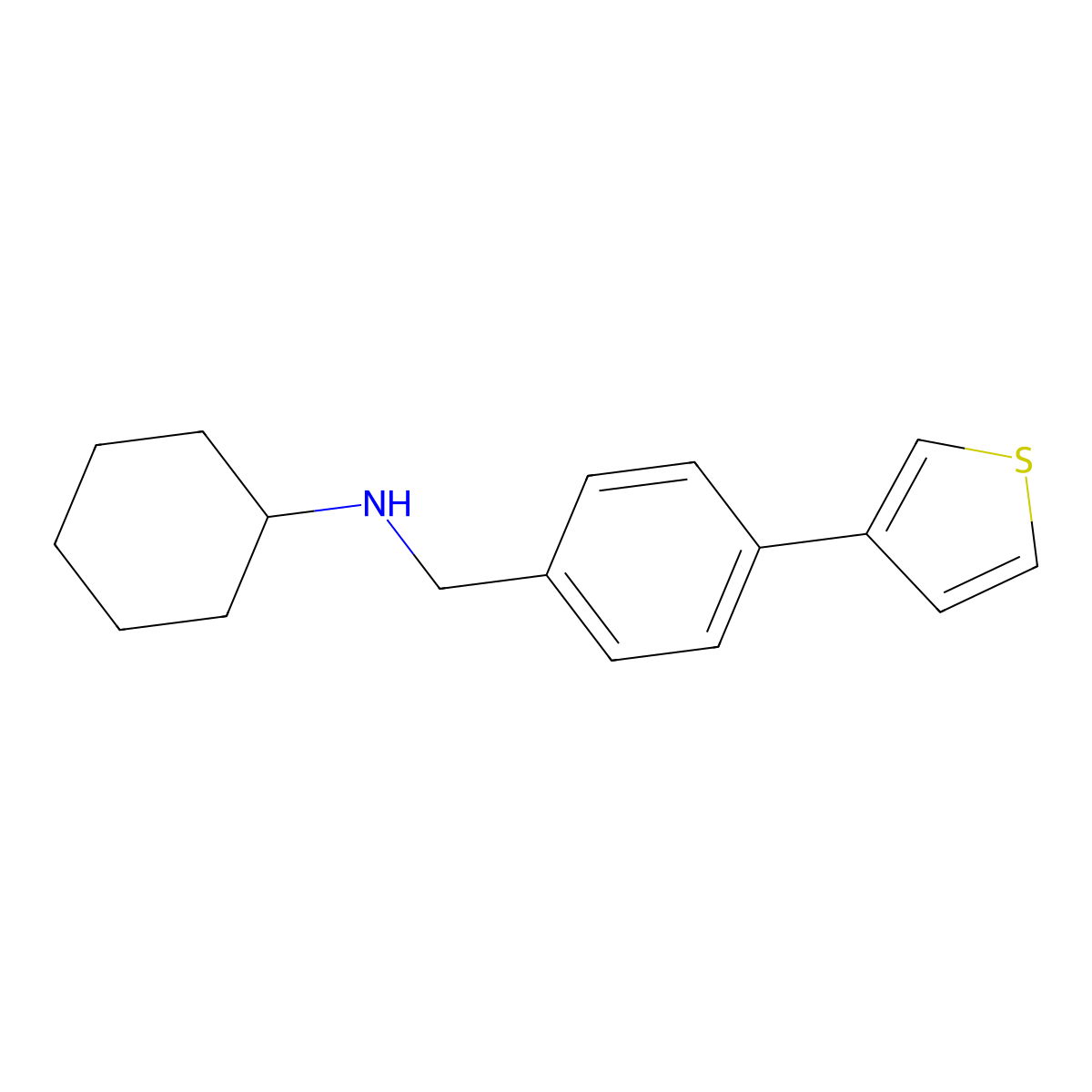 N-{[4-(thiophen-3-yl)phenyl]methyl}cyclohexanamine molecular structure, CAS 2260933-30-8