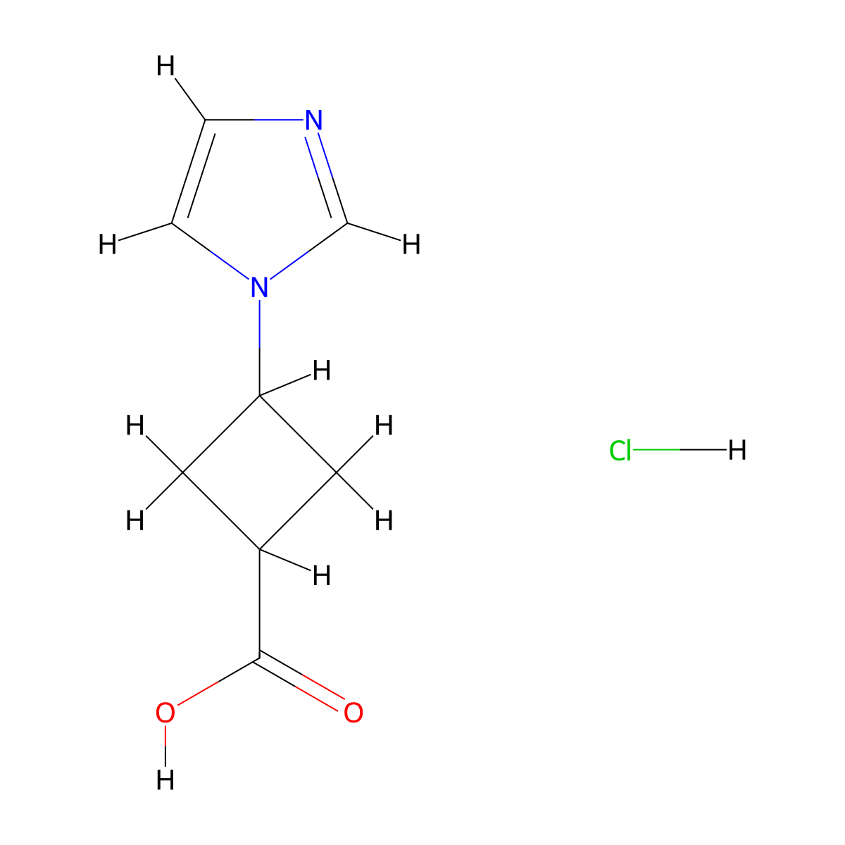 3-(1H-imidazol-1-yl)cyclobutane-1-carboxylic acid hydrochloride molecular structure, CAS 2260933-39-7