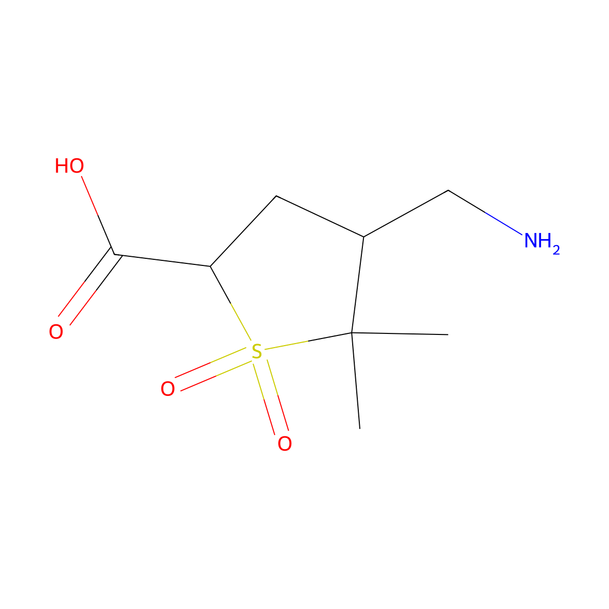 4-(Aminomethyl)-5,5-dimethyl-1,1-dioxo-1lambda6-thiolane-2-carboxylic acid molecular structure, CAS 2260933-41-1