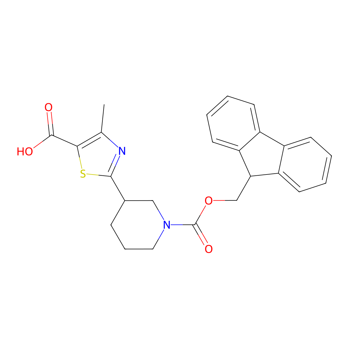 2-(1-{[(9H-fluoren-9-yl)methoxy]carbonyl}piperidin-3-yl)-4-methyl-1,3-thiazole-5-carboxylic acid molecular structure, CAS 2260933-43-3