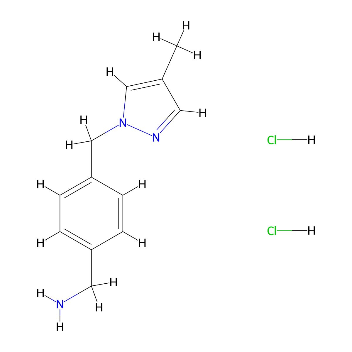 [4-[(4-Methylpyrazol-1-yl)methyl]phenyl]methanamine;dihydrochloride molecular structure, CAS 2260933-44-4