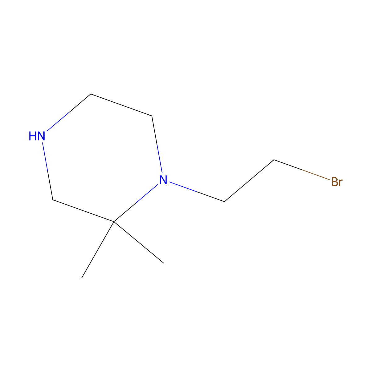 1-(2-Bromoethyl)-2,2-dimethylpiperazine molecular structure, CAS 2260935-63-3