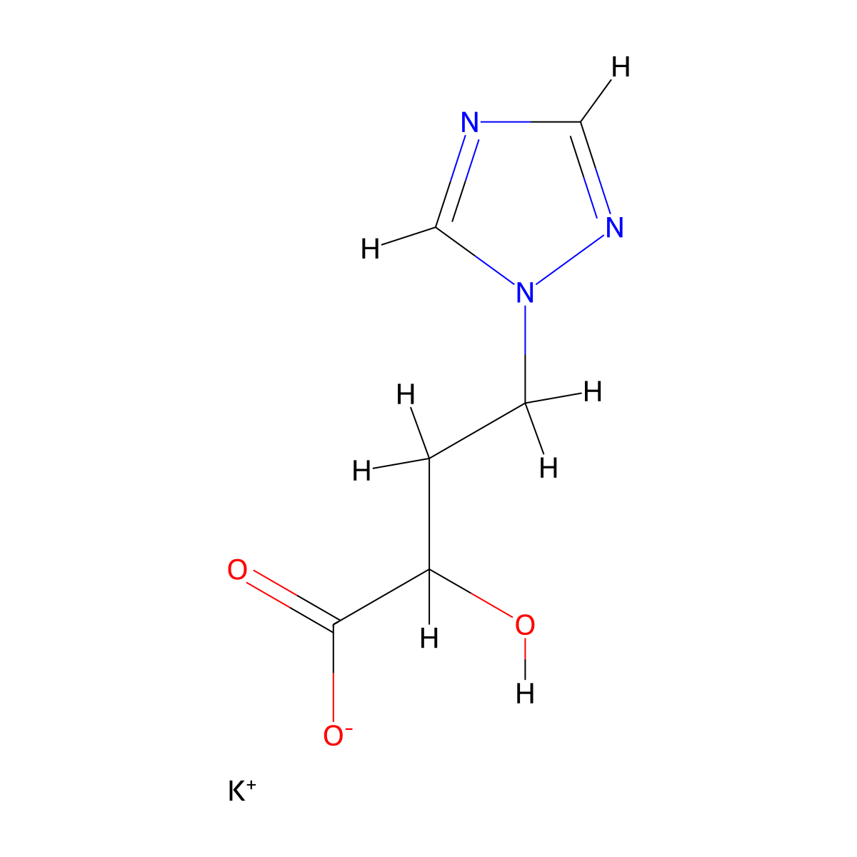 potassium 2-hydroxy-4-(1H-1,2,4-triazol-1-yl)butanoate molecular structure, CAS 2260935-69-9