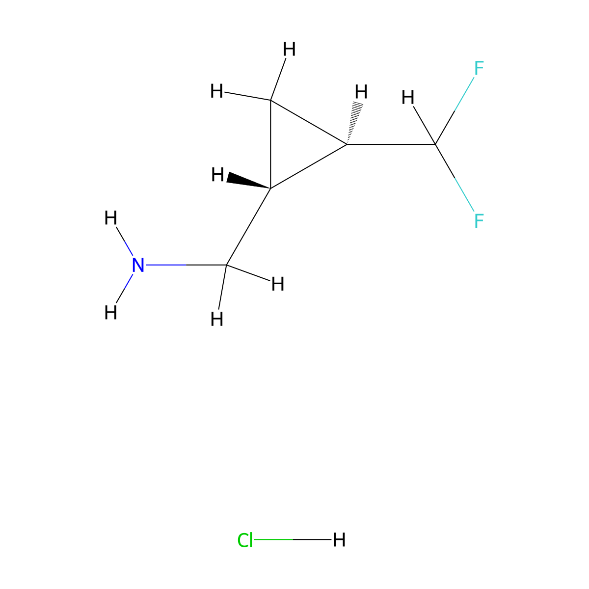 rac-((1R,2R)-2-(difluoromethyl)cyclopropyl)methanamine hydrochloride molecular structure, CAS 2260935-77-9