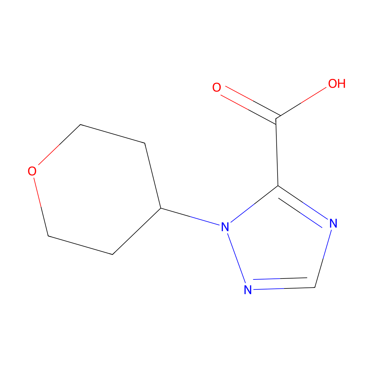 1-(oxan-4-yl)-1H-1,2,4-triazole-5-carboxylic acid molecular structure, CAS 2260935-78-0