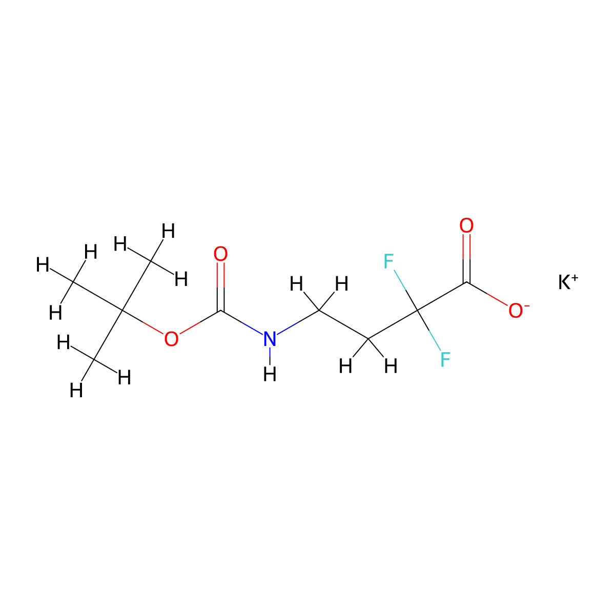 Potassium4-{[(tert-butoxy)carbonyl]amino}-2,2-difluorobutanoate molecular structure, CAS 2260935-91-7