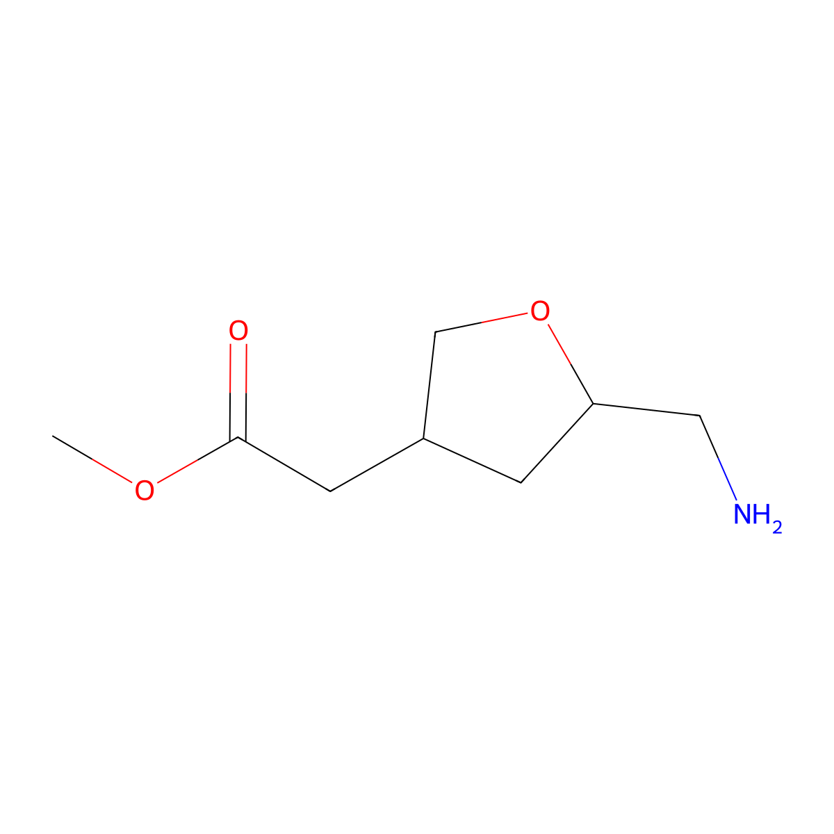 Methyl 2-[5-(aminomethyl)oxolan-3-yl]acetate molecular structure, CAS 2260936-04-5